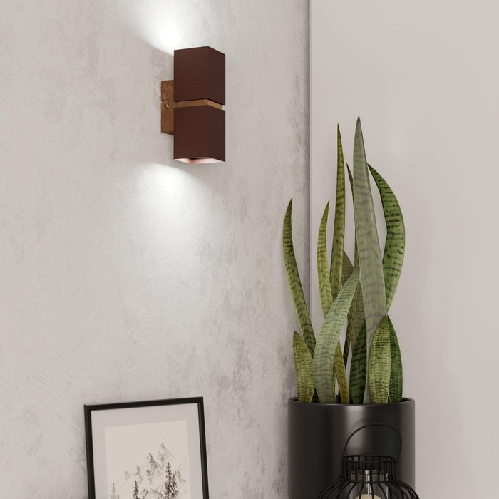 eglo passa brown copper 2 light wall light