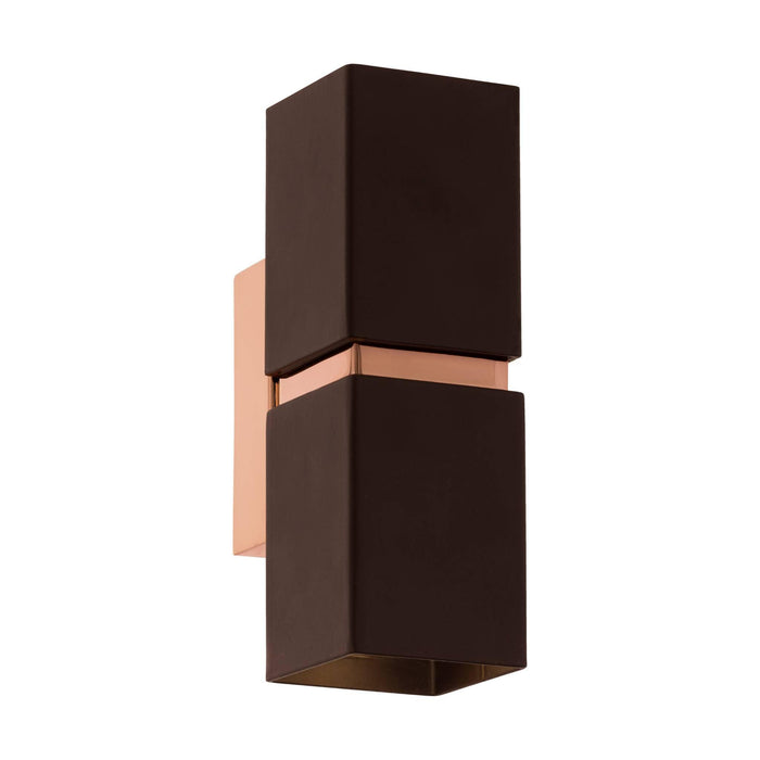 eglo passa brown copper 2 light wall light living room image