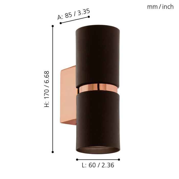 eglo passa brown copper wall light living room image