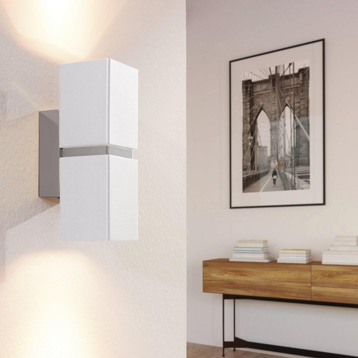 eglo passa chrome white 2 light wall light
