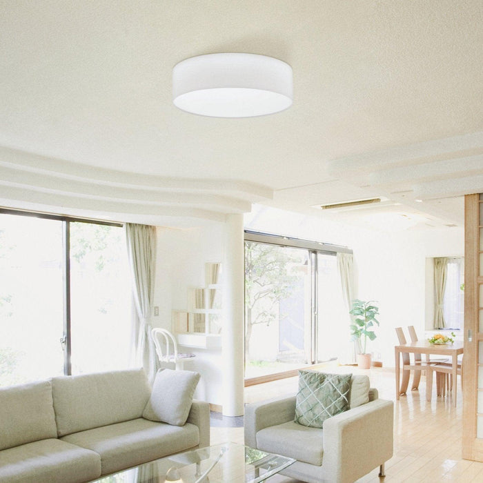 eglo pasteri flush white fabric drum shade 57cm