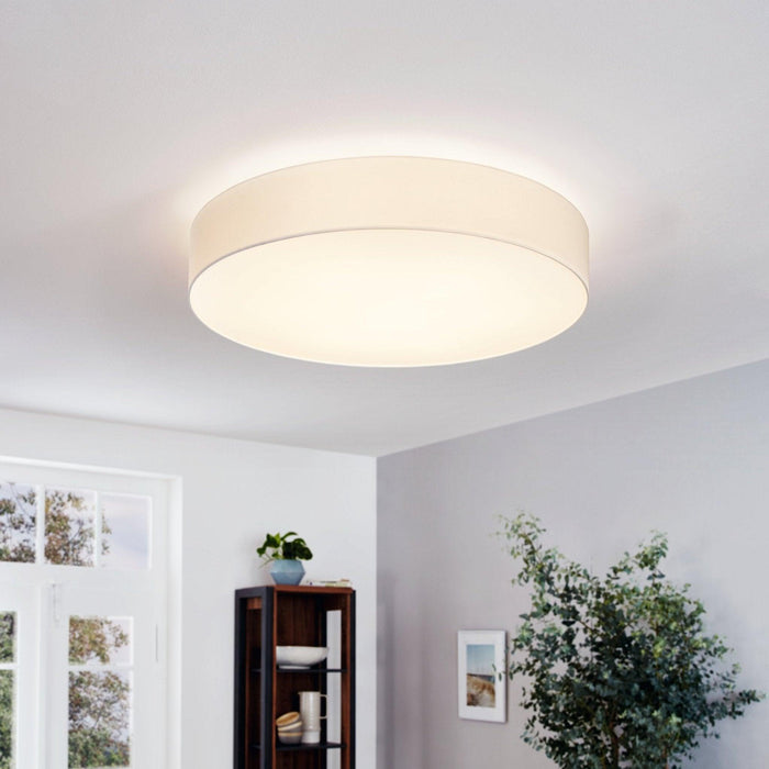 eglo pasteri white flush fabric drum shade 98cm