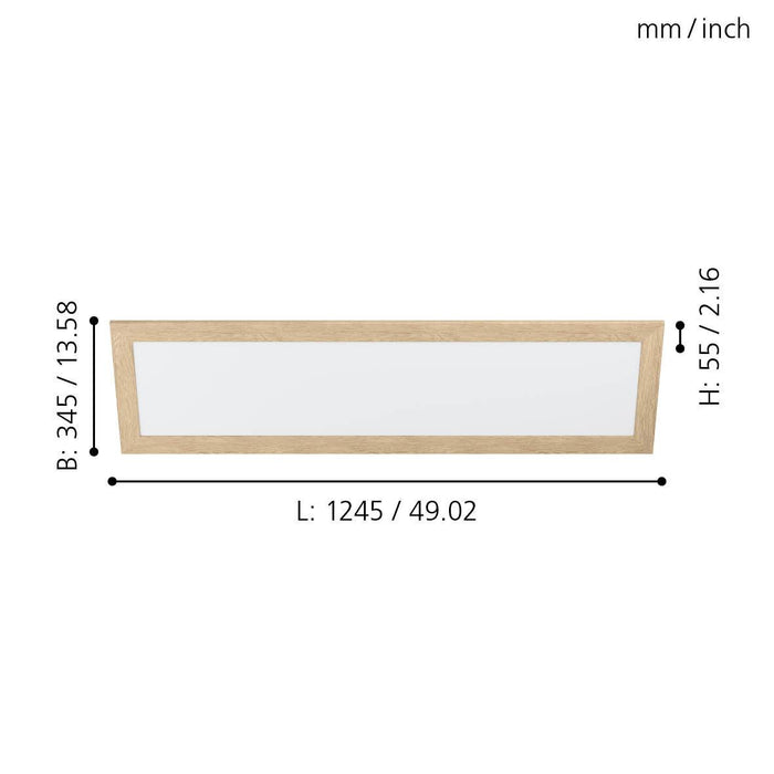 eglo piglionasso oak framed rectangular led panel flush living room close up