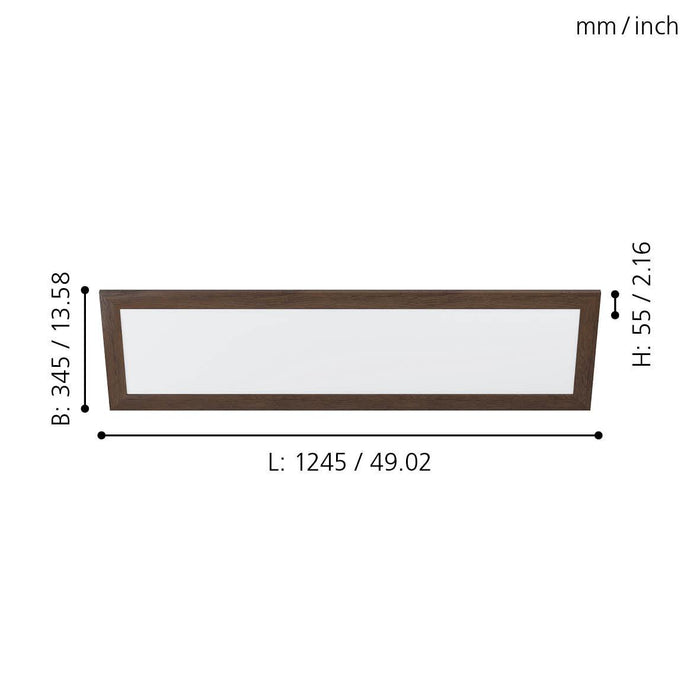 eglo piglionasso walnut framed rectangular led panel flush living room close up