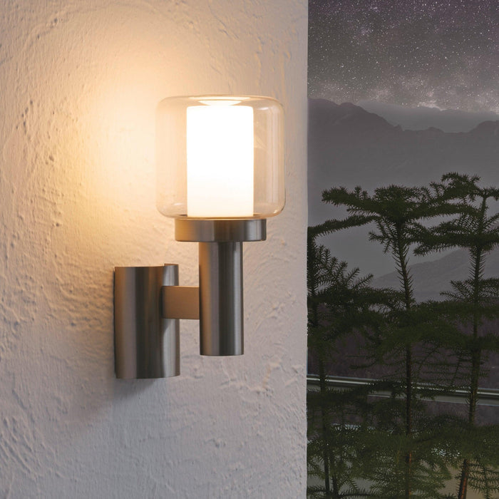 eglo poliento ip44 stainless steel outdoor wall light