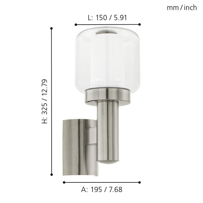 eglo poliento ip44 stainless steel outdoor wall light kitchen lighting
