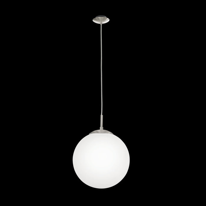 eglo rondo opal glass sphere nickel ceiling pendant 33cm living room image