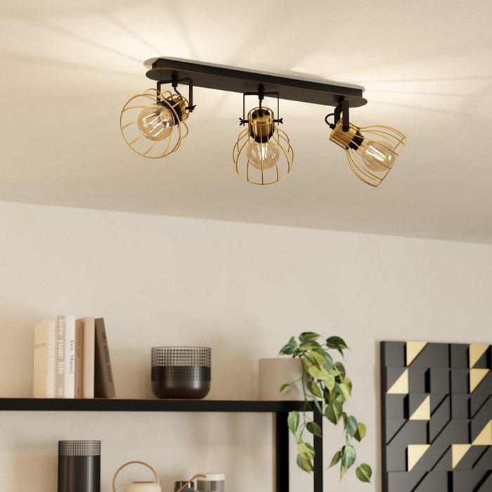 eglo sambatello brass wire slack 3 light bar spotlight