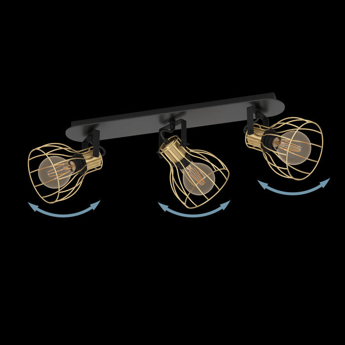 eglo sambatello brass wire slack 3 light bar spotlight kitchen lighting