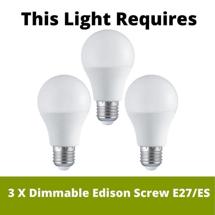Eglo Sambatello Brass Wire & Slack 3 Light Bar Spotlight requires 3 x Edison Screw E27/ES bulbs