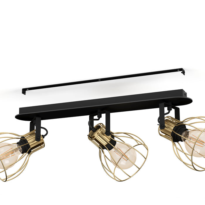 eglo sambatello brass wire slack 3 light bar spotlight Kitchen Lighting Close Up