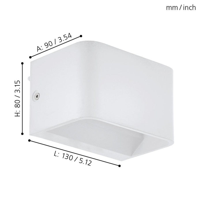 eglo sania 4 white led cube wall light living room close up