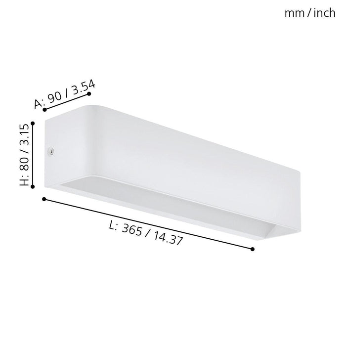 eglo sania 4 white modern led wall light kitchen lighting
