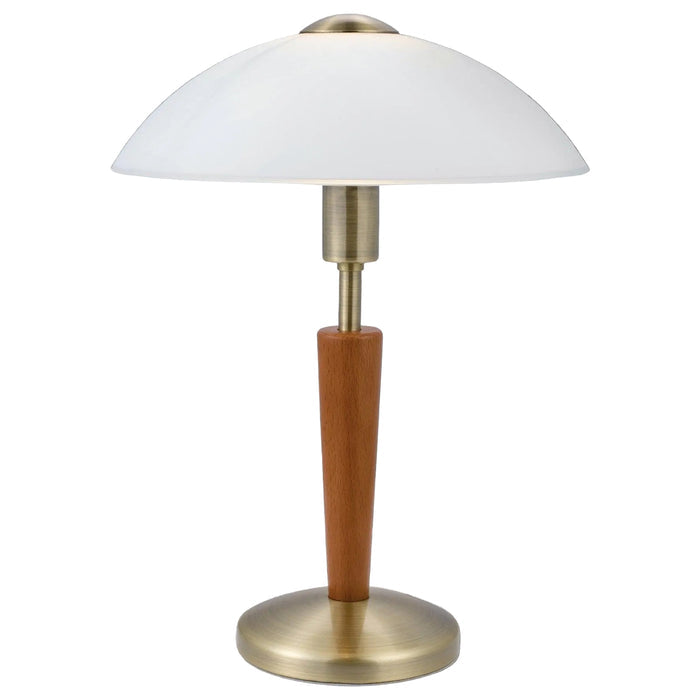 eglo solo 1 bronze wood touch table lamp living room close up