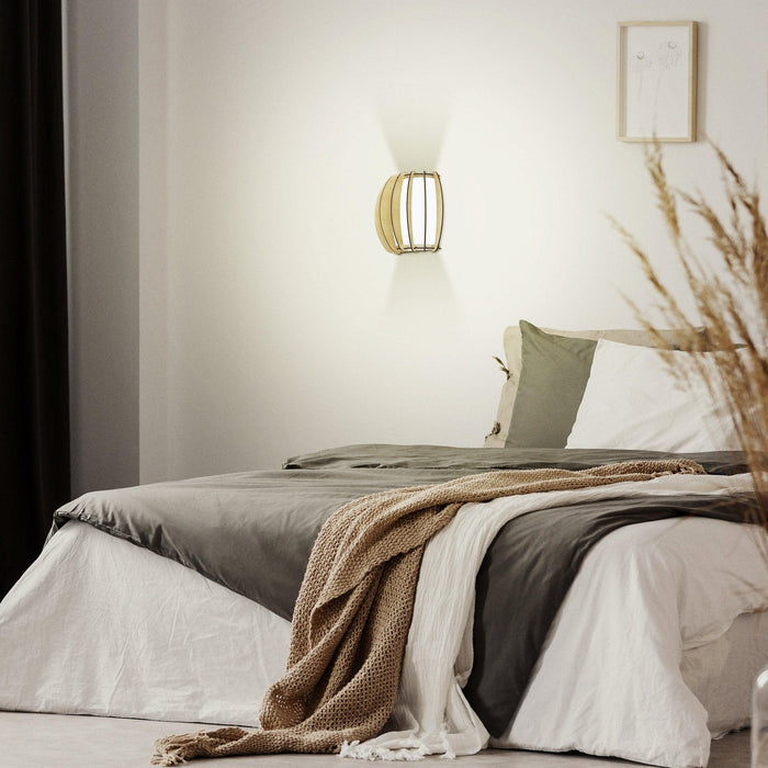 Eglo Stellato 1 White Glass & Wooden Segment Wall Light — alternate view