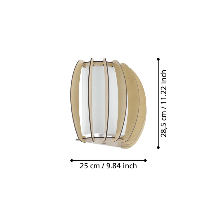 Eglo Stellato 1 White Glass & Wooden Segment Wall Light — close-up detail