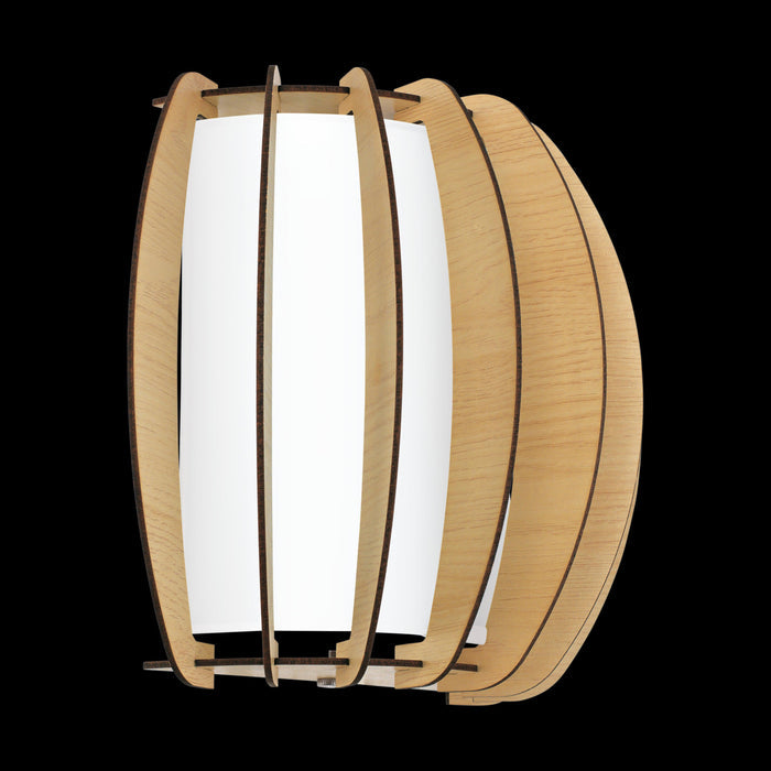 eglo stellato 1 white glass wooden segment wall light living room close up