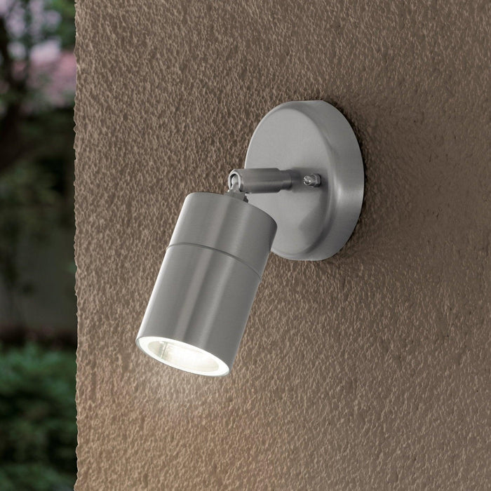 eglo stockholm 1 ip44 stainless steel outdoor spot light living room close up