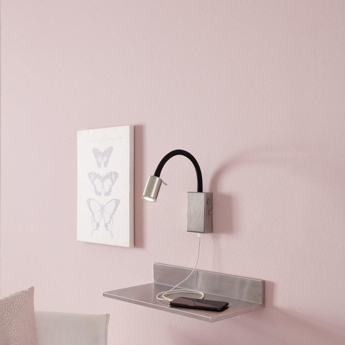 eglo tazzoli nickel led flexible wall light