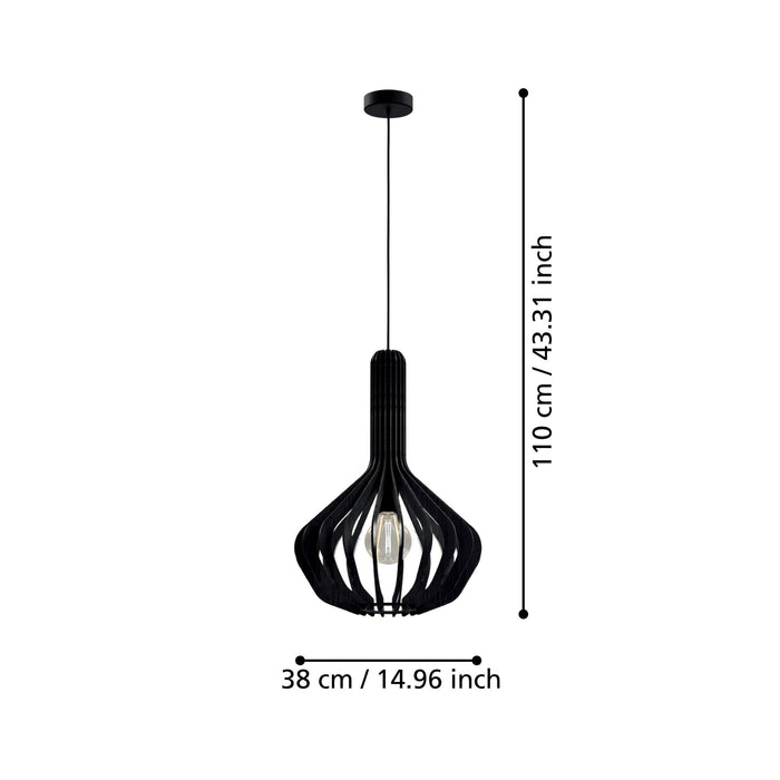 eglo velasco spherical black wood pendant kitchen lighting