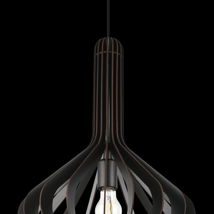 eglo velasco spherical black wood pendant Kitchen Lighting Close Up