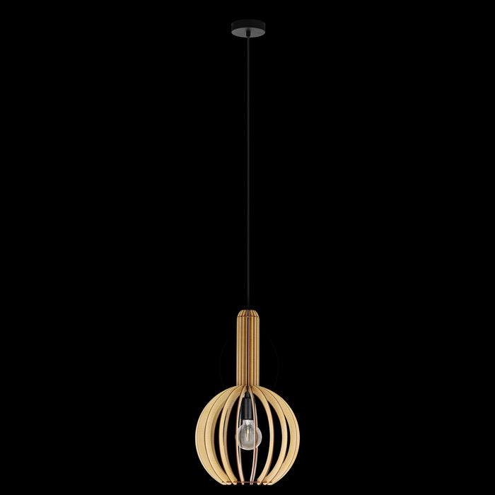 eglo velasco spherical wood segment ceiling pendant living room image