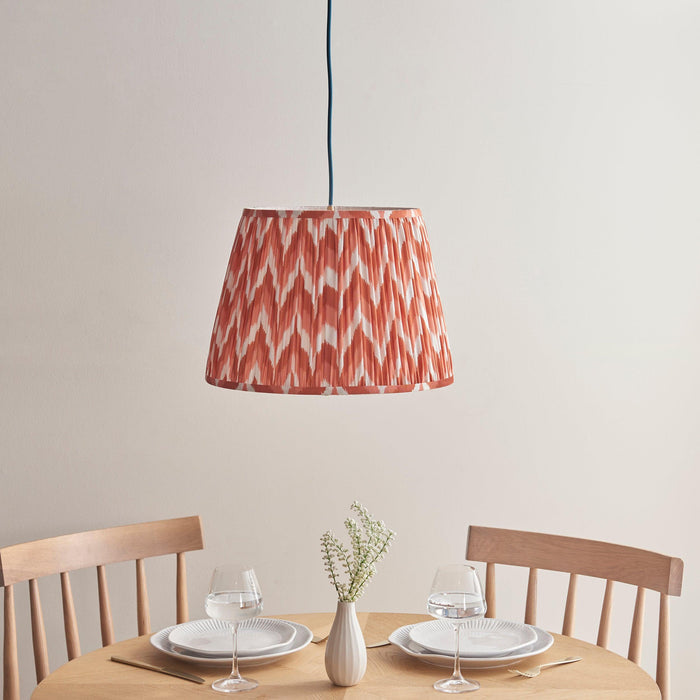 Eltham Ceiling Pendant Light With Blue Flex and Large Orange Zigzag 40cm Shade — lifestyle setting