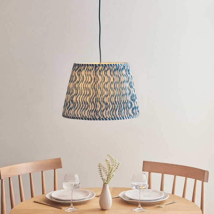 Eltham Ceiling Pendant Light With Blue Flex and Large Ripple 40cm Shade by Endon Lighting
