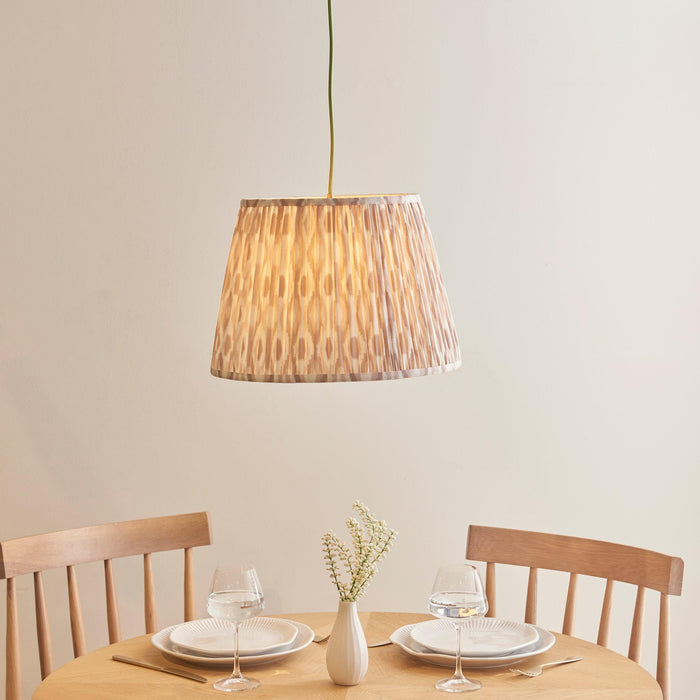 Eltham Ceiling Pendant Light With Green Flex and Neutral Ikat 40cm Shade by Endon Lighting