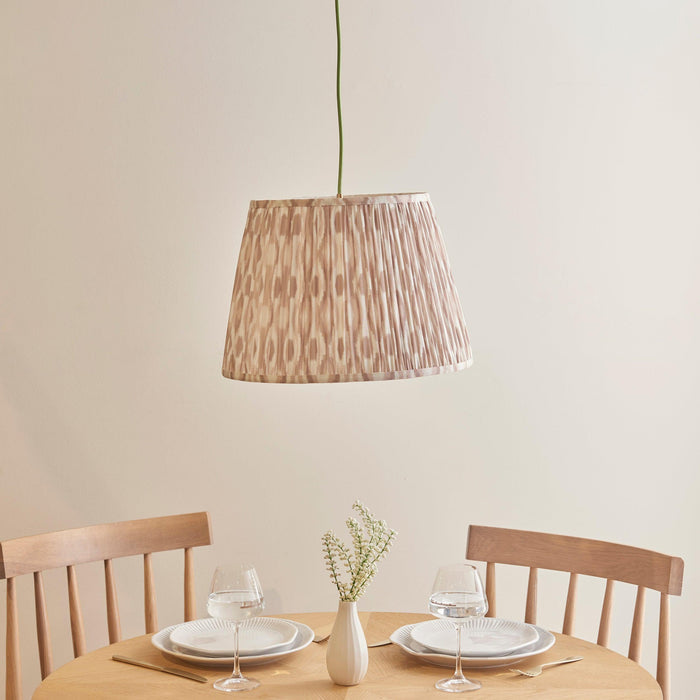 Eltham Ceiling Pendant Light With Green Flex and Neutral Ikat 40cm Shade — lifestyle setting