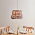 Eltham Ceiling Pendant Light With Red Flex and Grey Ikat 40cm Shade by Endon Lighting