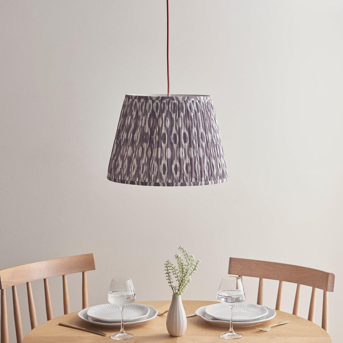 Eltham Ceiling Pendant Light With Red Flex and Grey Ikat 40cm Shade — lifestyle setting