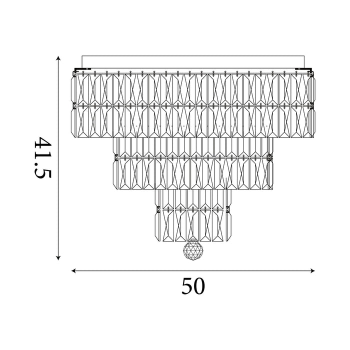 Dimension diagram of the Empire Bathroom, Antique Brass, Flush Ceiling Light - IP44 with height and width in cm.