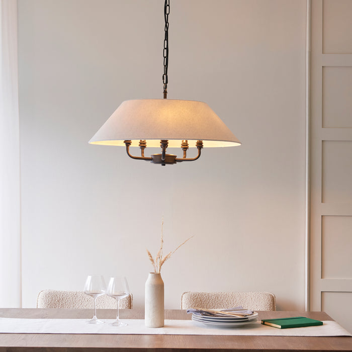 Endon Lille Antique Black 5 Light Pendant - Linen Shade — alternate view