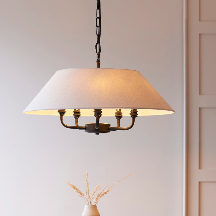 Endon Lille Antique Black 5 Light Pendant - Linen Shade — product detail
