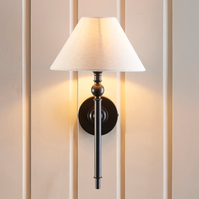 Endon Lille Black Wall Light - Natural Linen Shade — alternate view