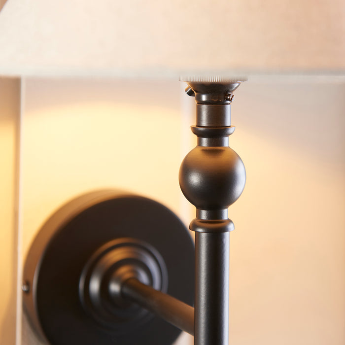 Endon Lille Black Wall Light - Natural Linen Shade — side profile