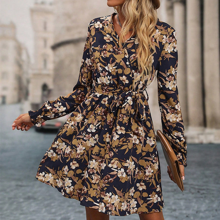 European American Fashion Print Dress Winter New | CTTHBIZ Store