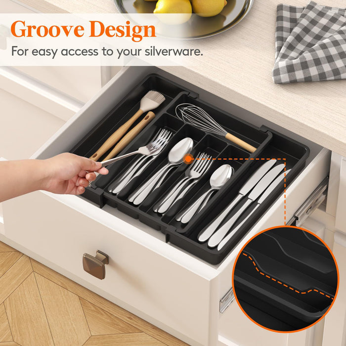 Expandable Utensil Drawer Organizer – Gray, Cutlery storage box