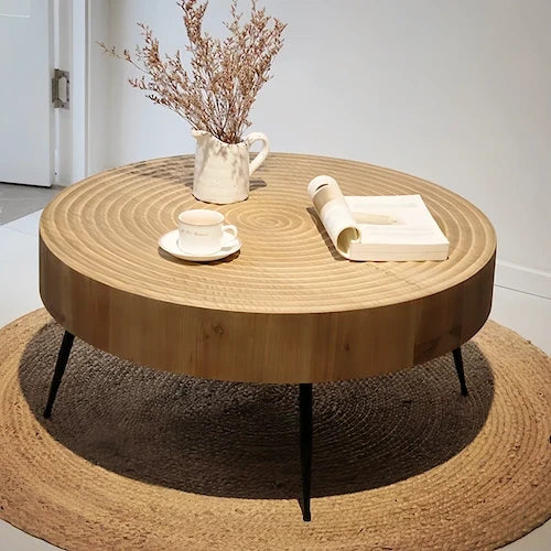 Fluted Round Nesting Coffee Table Set with Hairpin Legs — view 6