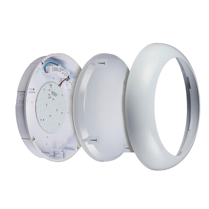 forca led white outdoor bulkhead light ip65 12w cool white by saxby lighting, close up image 101