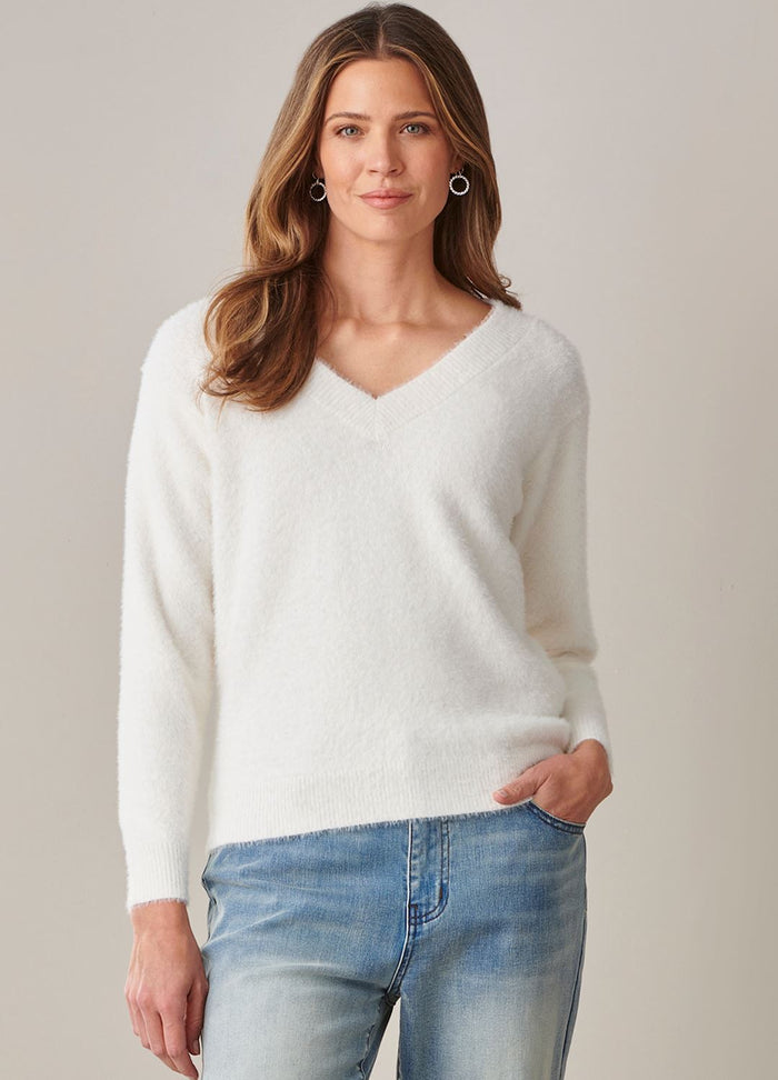 Fuzzy V-neck Sweater