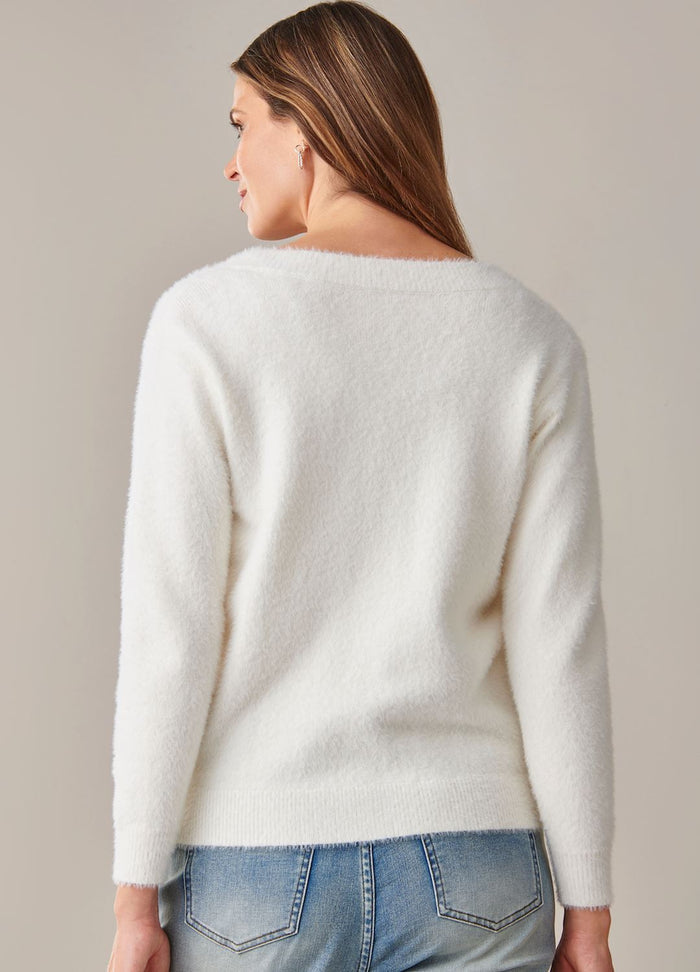 Fuzzy V-neck Sweater