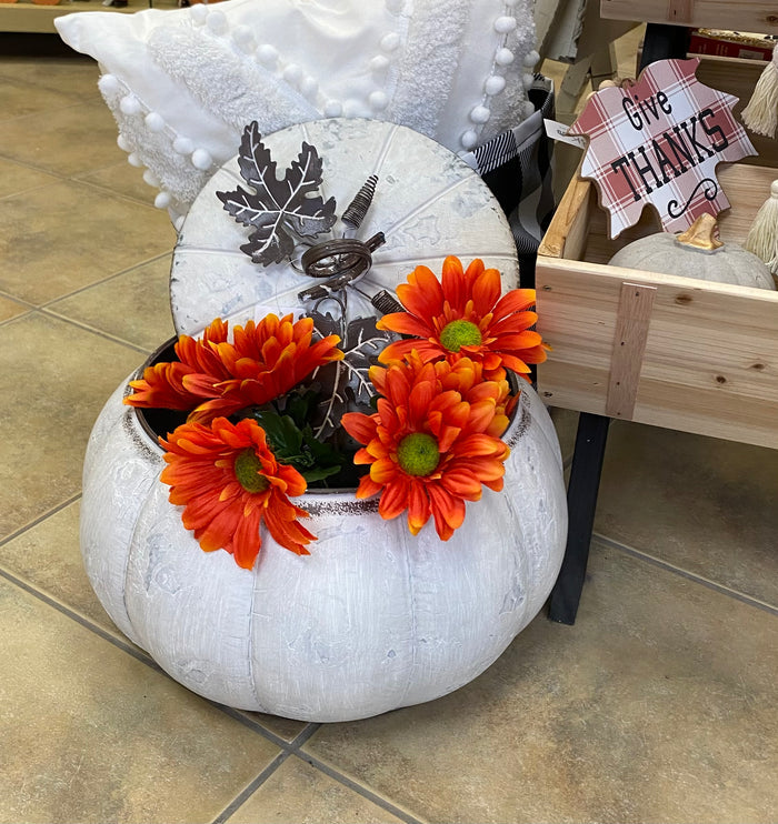 Galvanized Metal Pumpkin Jar With Lid