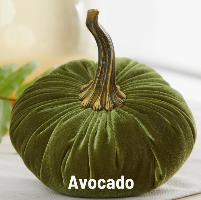 Handmade Small Green Velvet Pumpkin