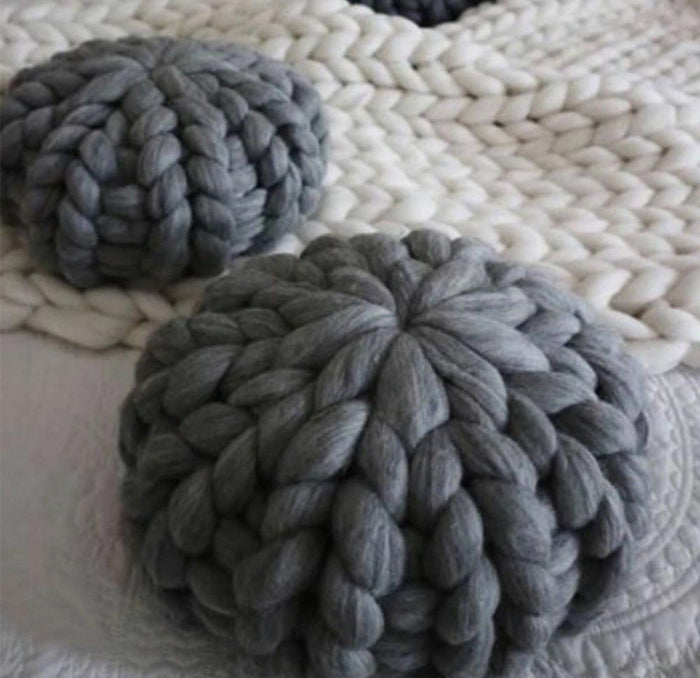 Handwoven Nordic Throw Pillow – Dark Grey, 30x30cm