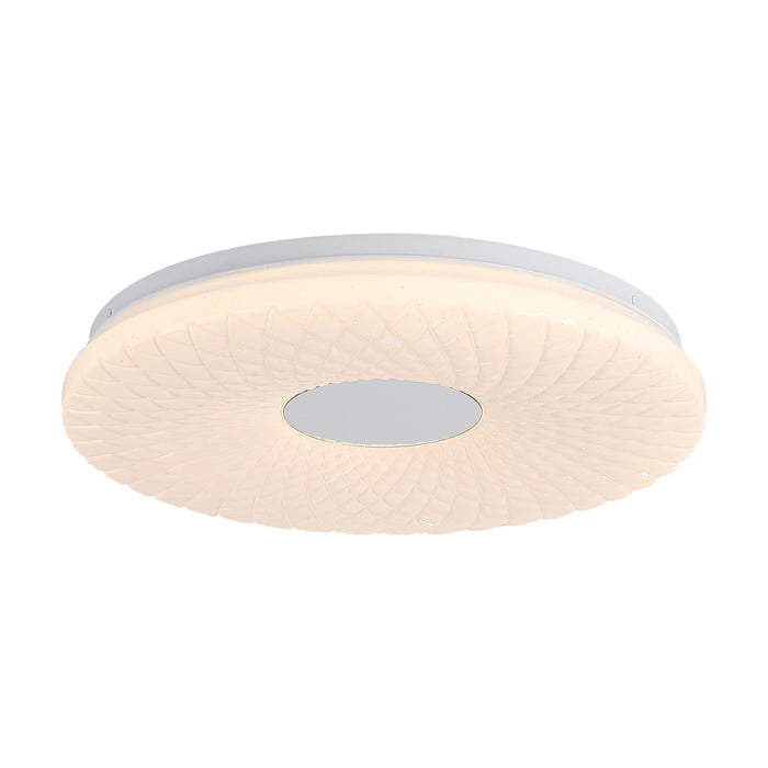 Haolux white flush ceiling light with a starburst-textured glowing LED diffuser