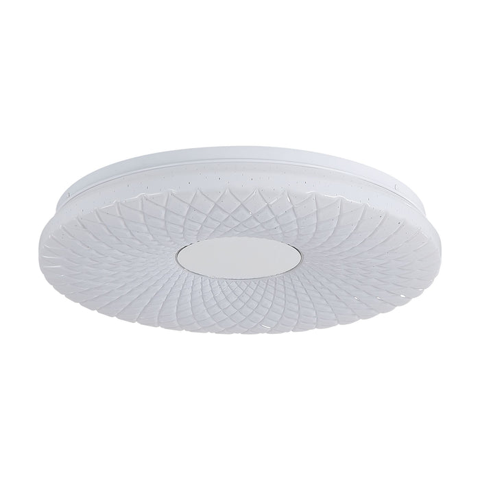 Haolux white round flush ceiling light unlit on a white studio background