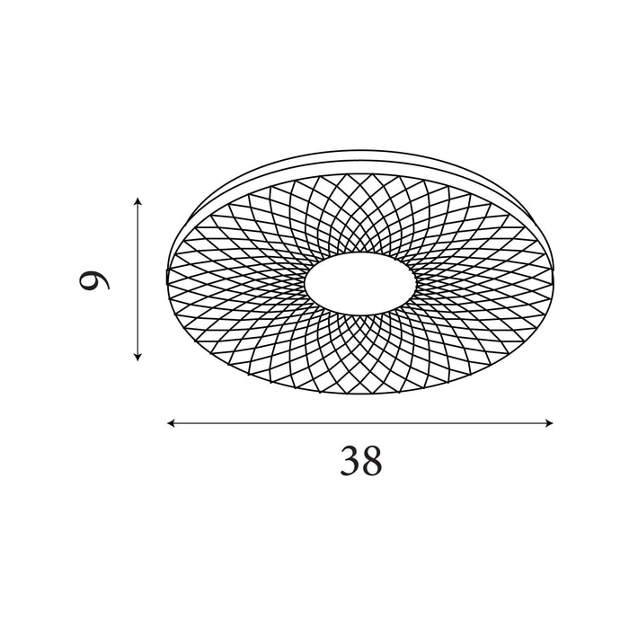 Dimension diagram of the Haolux, Painted, Flush Ceiling Light - Integrated LED with height and width in cm.