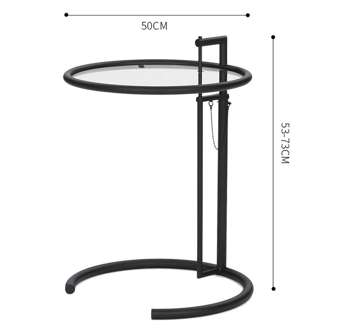 Height Adjustable Glass Side Table side profile